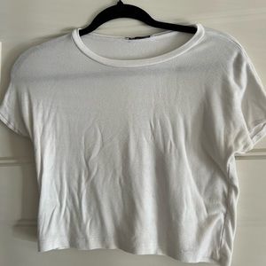 Zara white cropped T-shirt